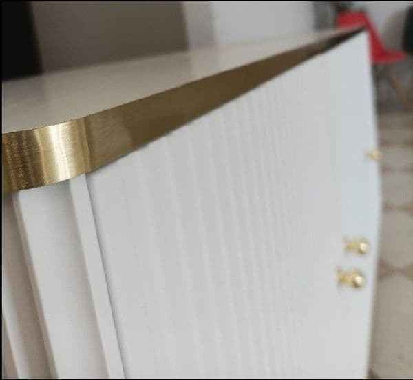 Camelienne Slatted White And Gold Elegant Large TV Cabinet With 2 Doors 3147RZ