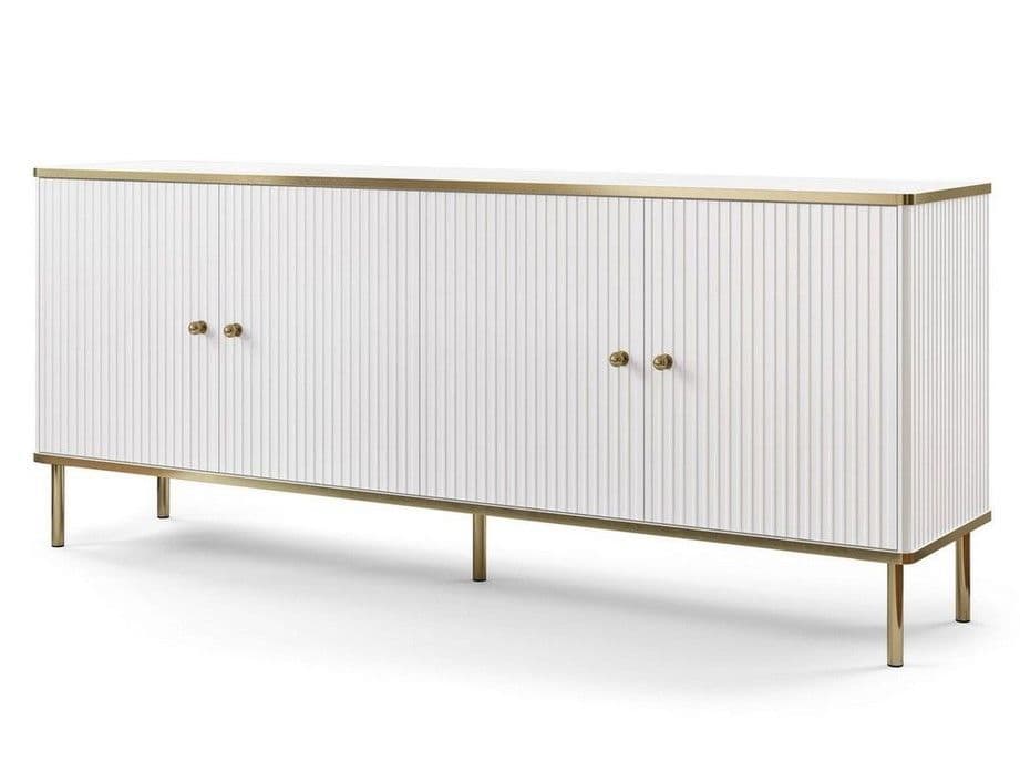 Camelienne White And Gold Large Wide 4 Door Elegant Sideboard 3143RZ