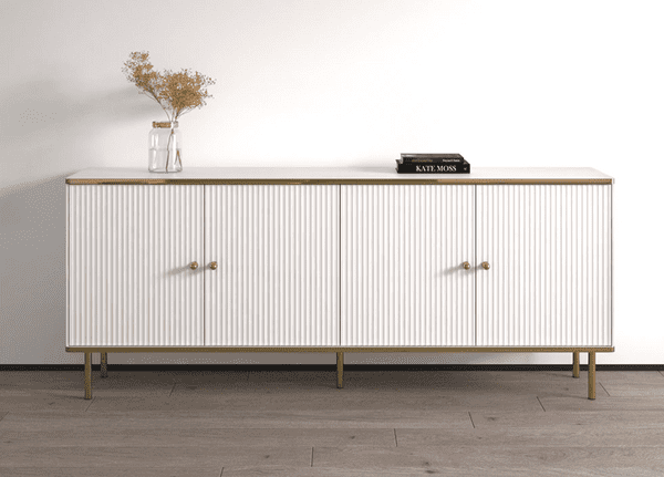 Camelienne White And Gold Large Wide 4 Door Elegant Sideboard 3143RZ