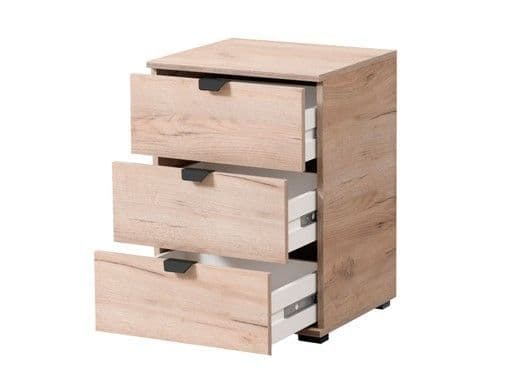 Nancy Oak Effect 3 Drawer Bedside Table - 11008315