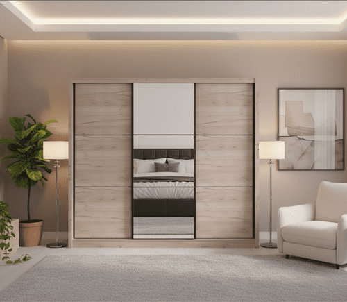 Nancy Extra Large Oak 3 Sliding Door Wardrobe Slider 245cm Wide -11008280