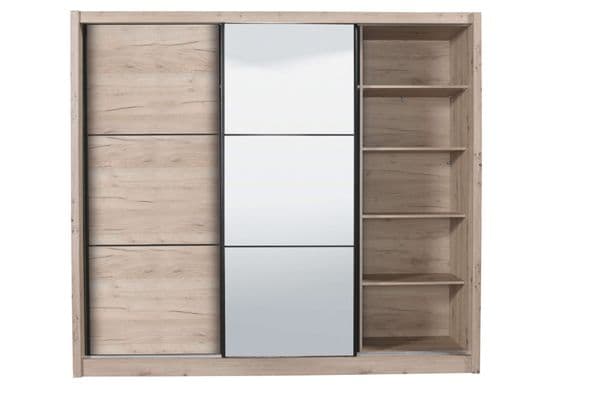 Nancy Extra Large Oak 3 Sliding Door Wardrobe Slider 245cm Wide -11008280