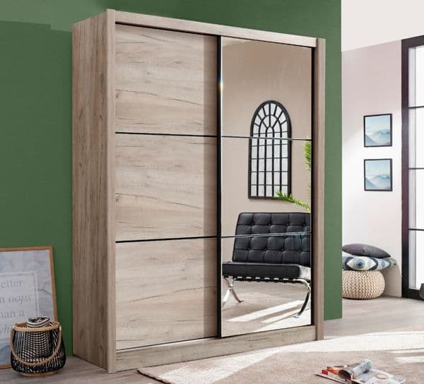 Nancy Oak 2 Door Sliding Door Wardrobe Slider 166cm Wide- 11008274