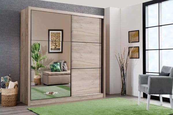 Nancy Oak 2 Door Sliding Door Wardrobe Slider 215cm Wide- 11008278