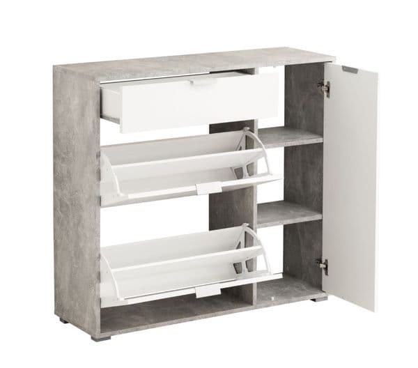 Cantera Grey and White Large Shoe Cabinet With Drawer- 11008516
