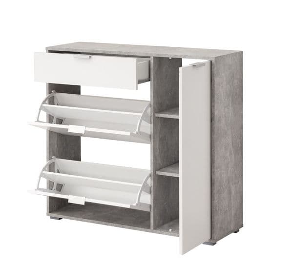 Cantera Grey and White Large Shoe Cabinet With Drawer- 11008516
