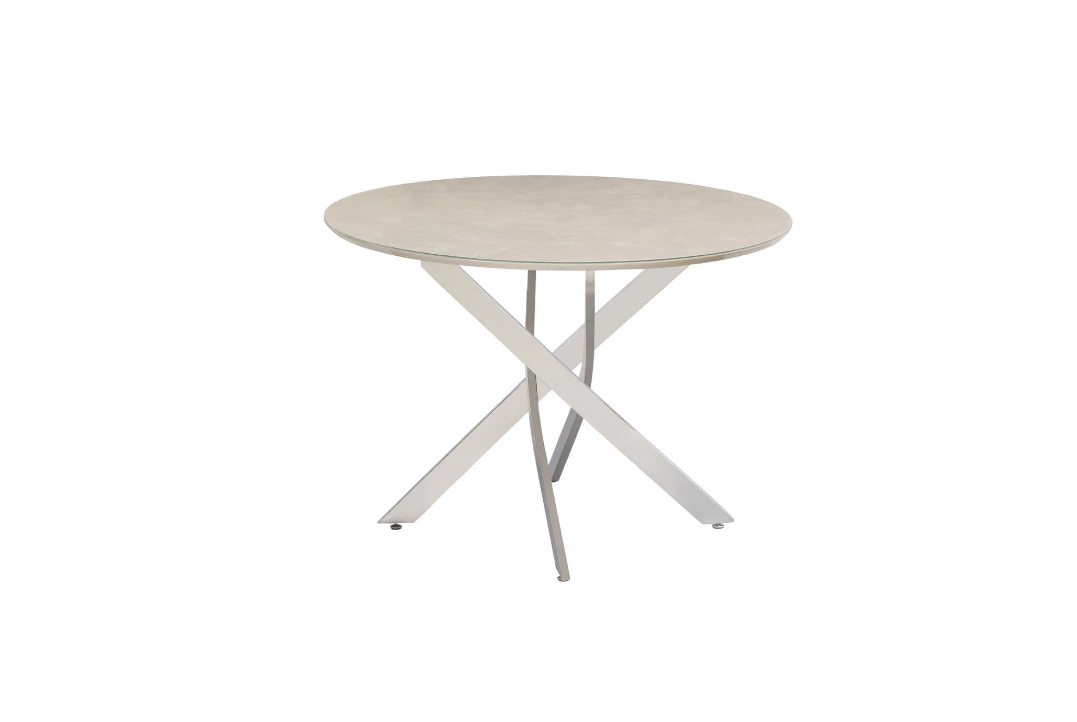 Capra 107cm wide Round Dining Table with Chrome Legs
