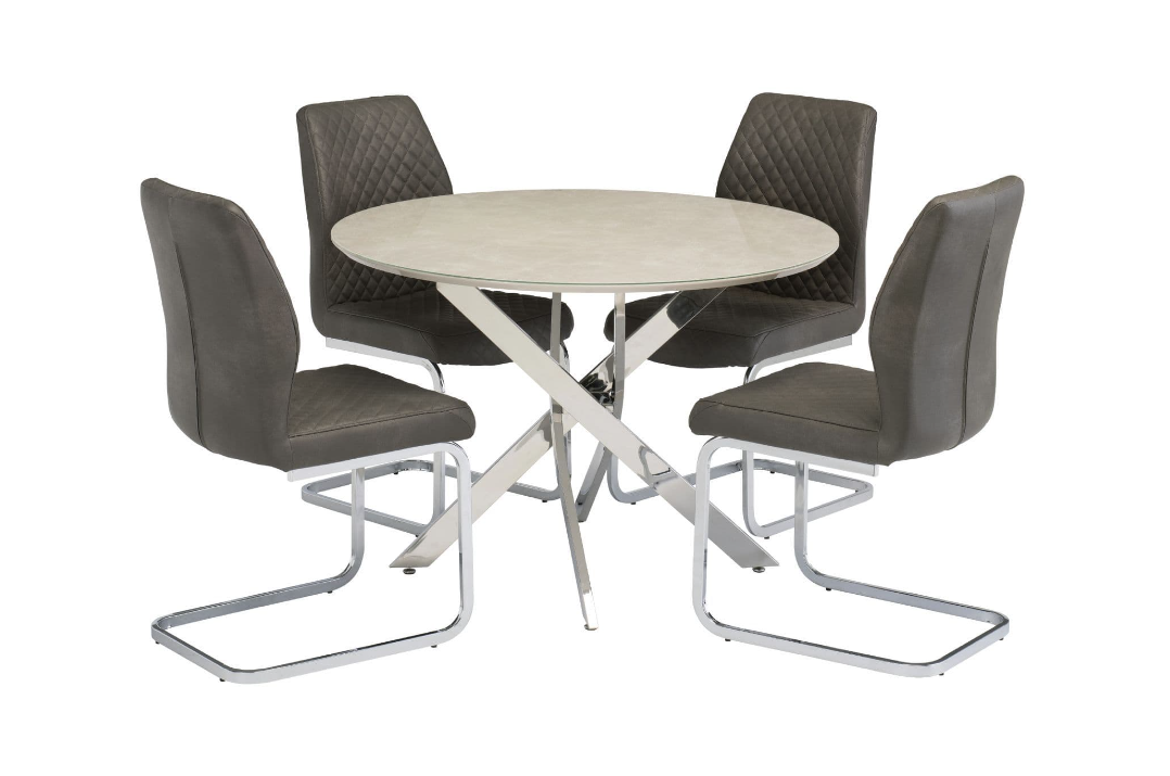 Capra 107cm wide Round Dining Table with Chrome Legs