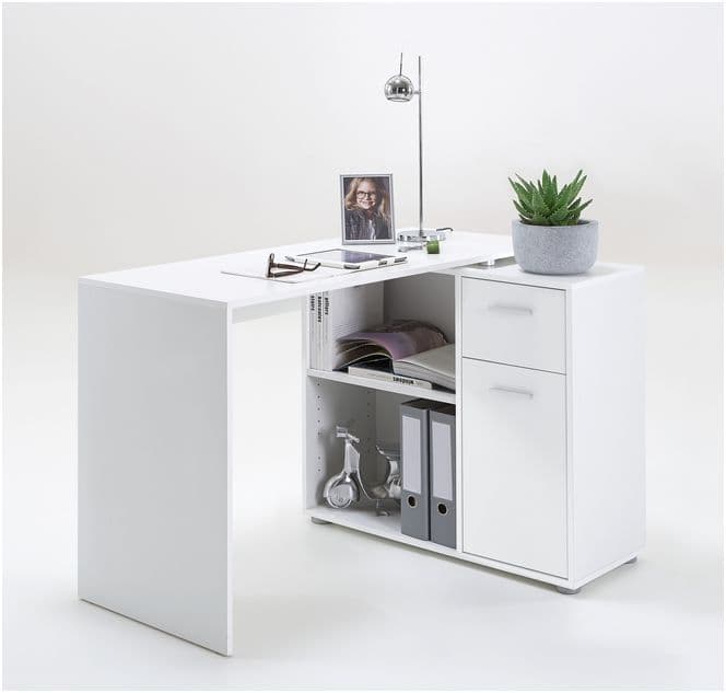 Arabella Corner Flexi Desk White With Drawers 360-001WHT