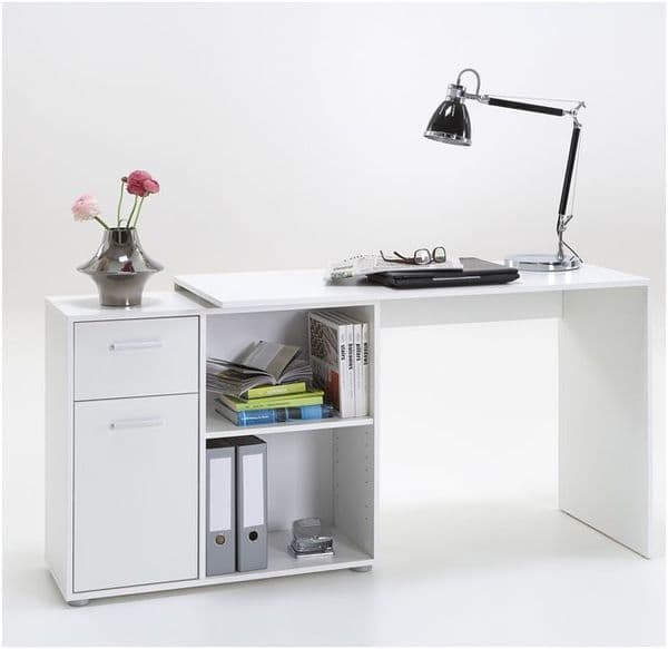 Arabella Corner Flexi Desk White With Drawers 360-001WHT