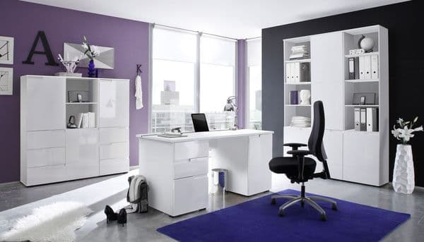 Serene Large White Gloss Computer Desk Office Workstation S15