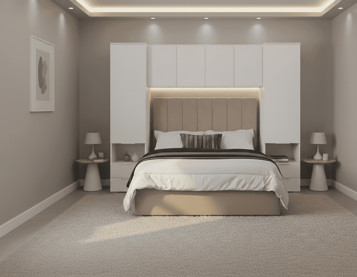 Santino Matte White Over Bed Storage Unit - 3485RZ