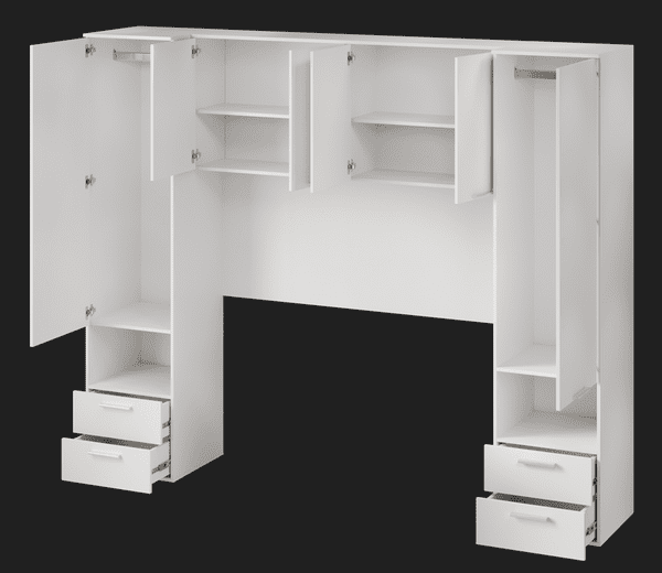 Santino Matte White Over Bed Storage Unit - 3485RZ