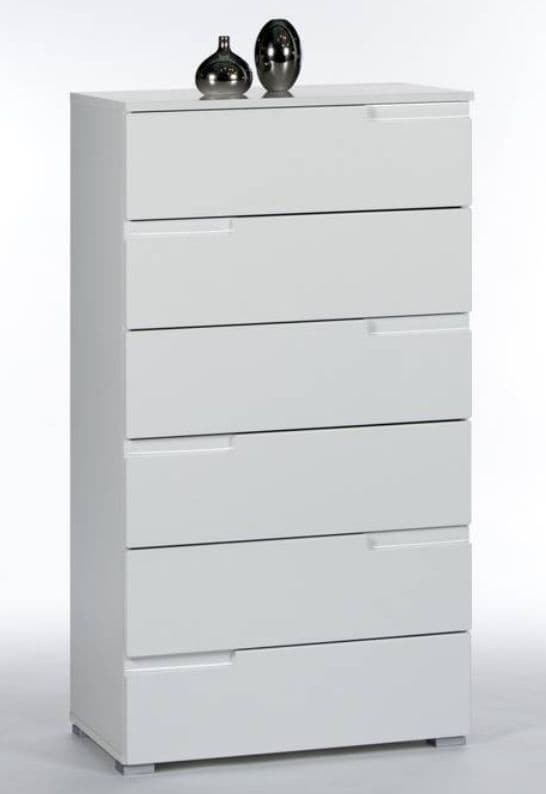 Serene Tall ,Chest of Drawers in Glossed White