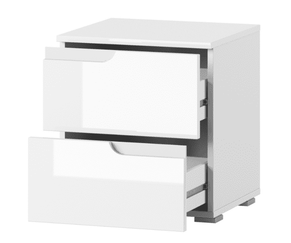Serene White Gloss 2 Drawer Bedside Table S32
