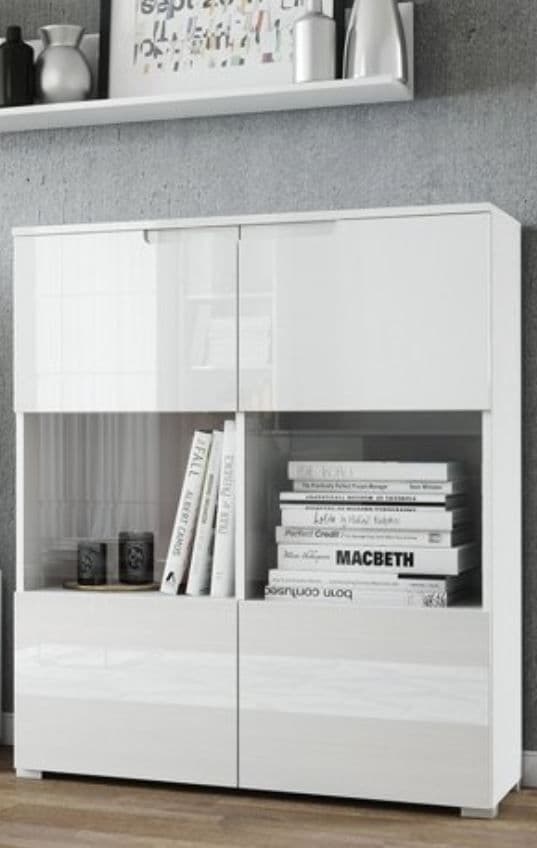 Serene White Gloss 2 Glass Door Display Cabinet S27