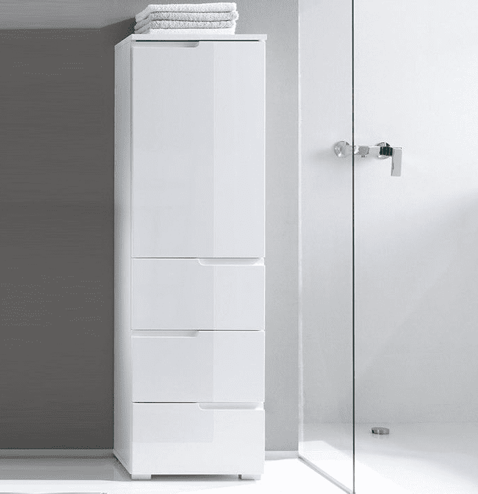Cellini White Gloss Slim Tallboy Storage Unit - S11