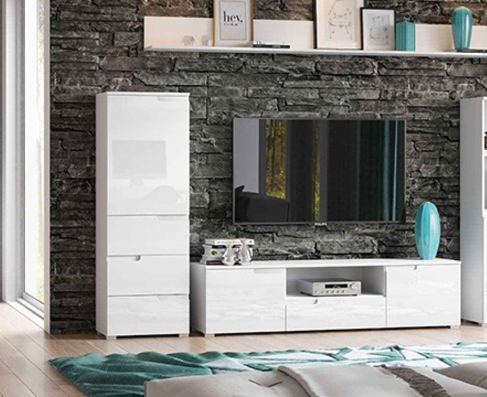 Serene White Gloss Slim Tallboy Storage Unit - S11