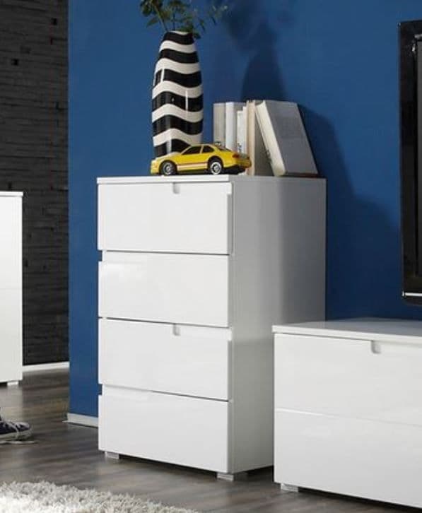 Serene White Gloss Wide Chest of Drawers S4