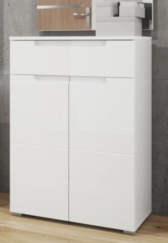 Serene White High Gloss Tall Sideboard Storage Unit S19