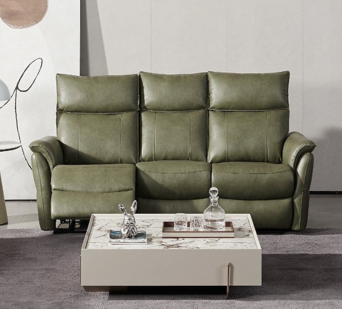 Cerrino PU Electric 3 Seater Recliner Sofa Vintage Green