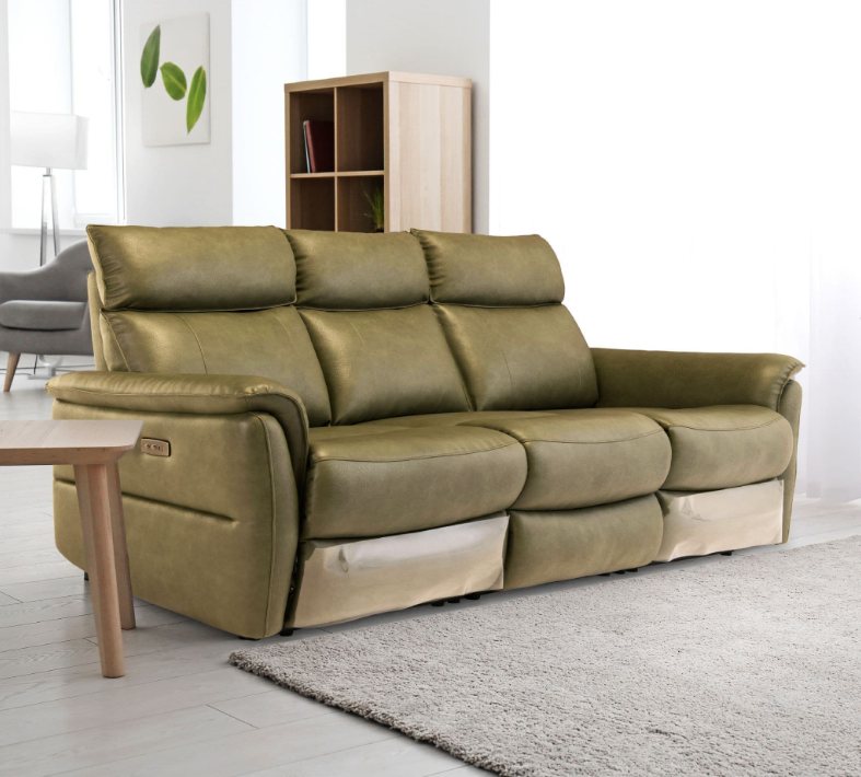 Cerrino PU Electric 3 Seater Recliner Sofa Vintage Green