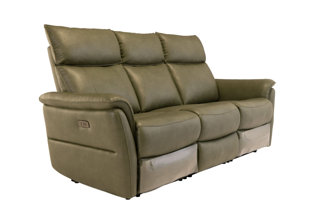 Cerrino PU Electric 3 Seater Recliner Sofa Vintage Green
