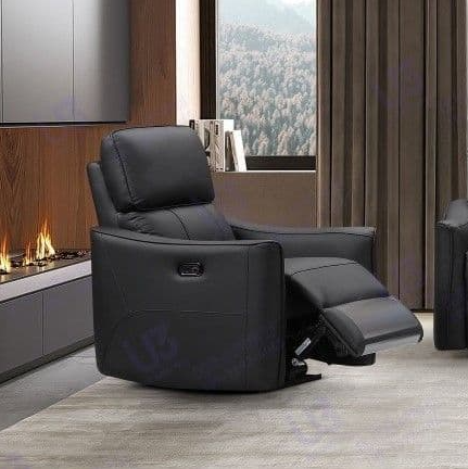 Claudio Black Leather Electric Reclining Armchair