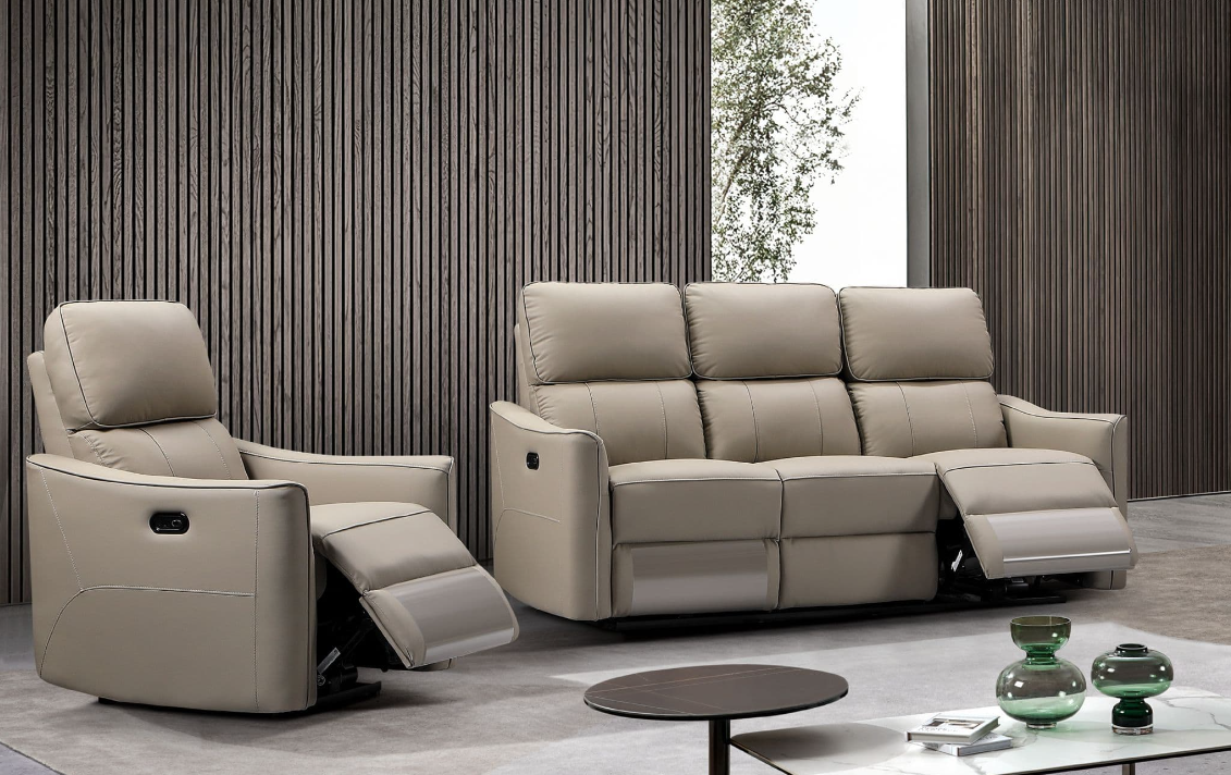 Claudio Taupe Leather Electric Armchair Recliner