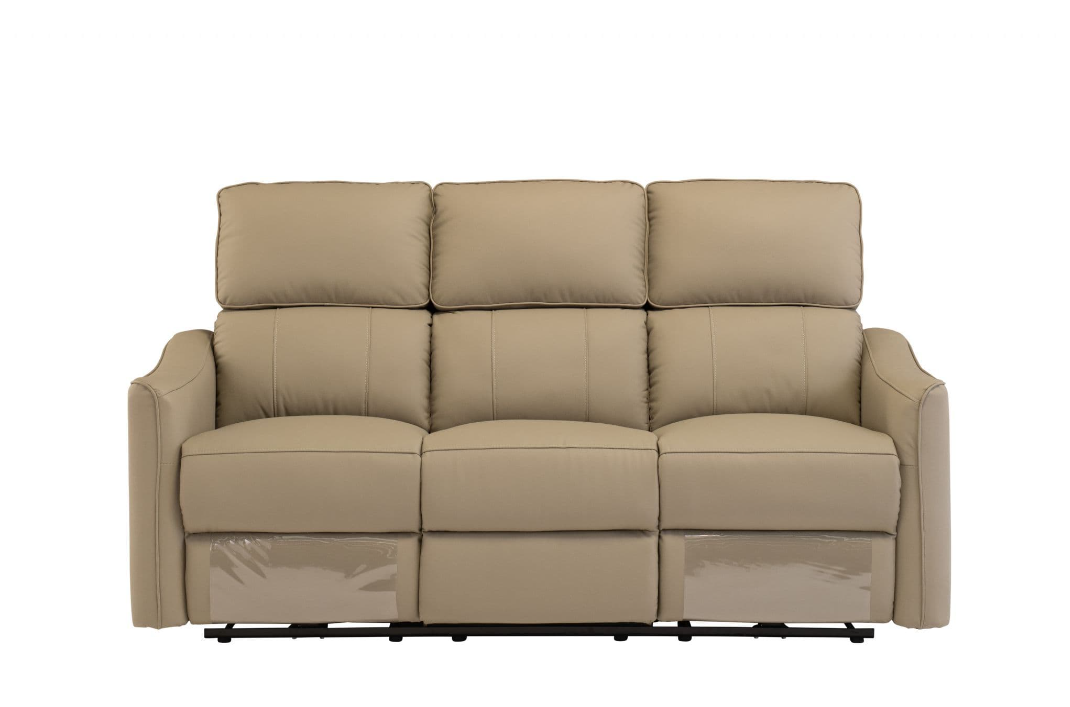 Claudio Taupe Leather Electric 3 Seater Recliner Sofa