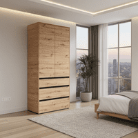 Bellington Artisan Oak Effect 2 Door 3 Drawer 93cm Wardrobe - 11014686 RZ