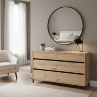 Bellington Industrial Oak Effect 6 Drawer Wide 157cm Chest of Drawers - 11014257