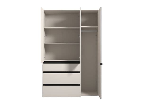 Bellington Matte Cashmere 3 Door 3 Drawer Mirrored Wardrobe - 11014290