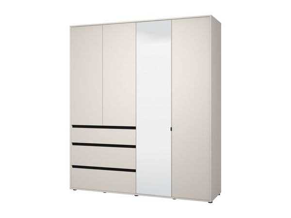 Bellington Matte Cashmere 4 Door 3 Drawer Mirrored Wardrobe - 11014287