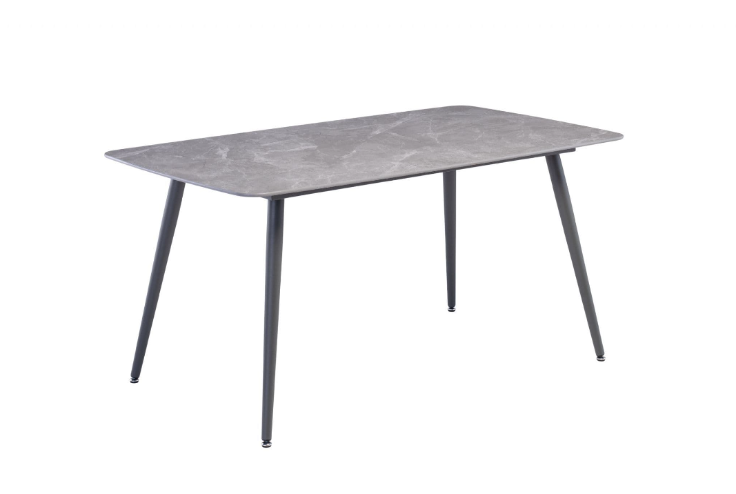Coveli 160cm Grey Sintered Stone Dining Table Top With Grey Legs