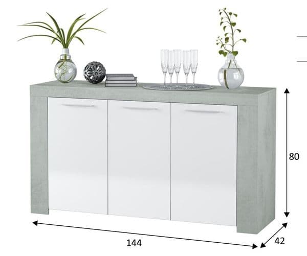 Kuno Large White and Grey Sideboard - 016620L