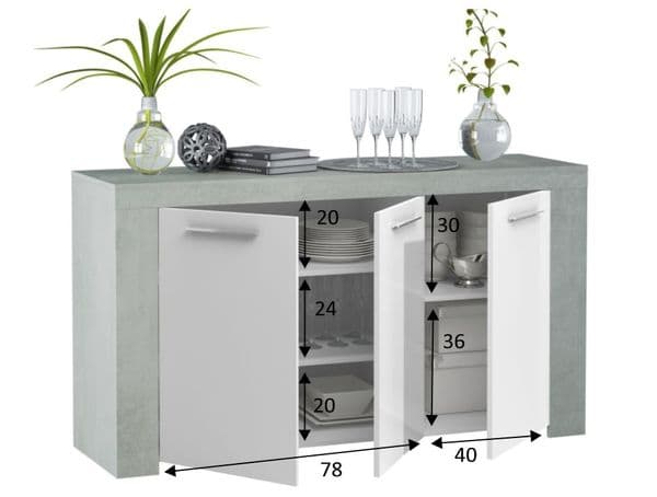Kuno Large White and Grey Sideboard - 016620L