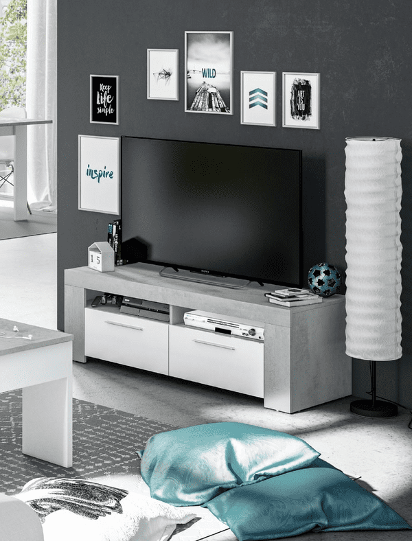 Kuno White and Grey TV Cabinet Entertainment Unit -016621L