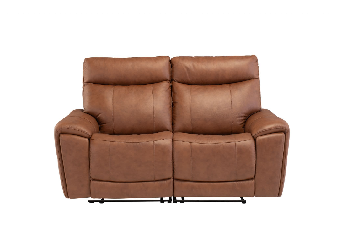 Danetto Vintage Tan Leather 2 Seater Electric Recliner Sofa