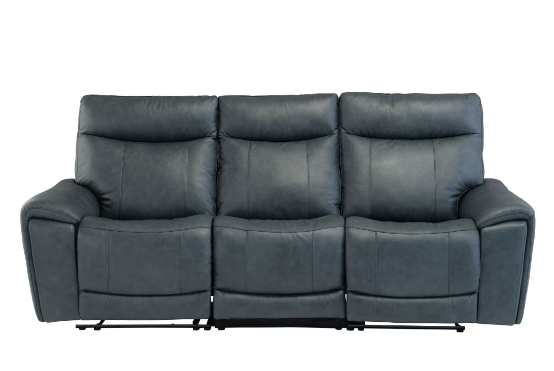 Danetto Vintage Blue Leather 3 Seater Electric Recliner Sofa