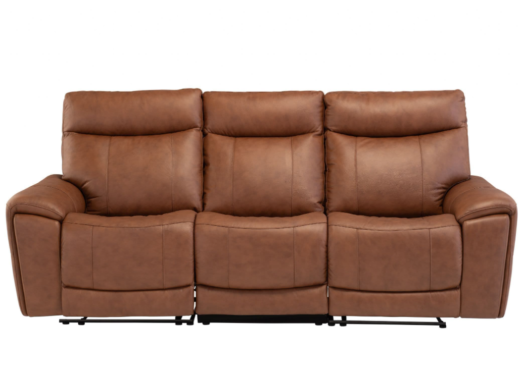 Danetto Vintage Tan Leather 3 Seater Electric Recliner Sofa