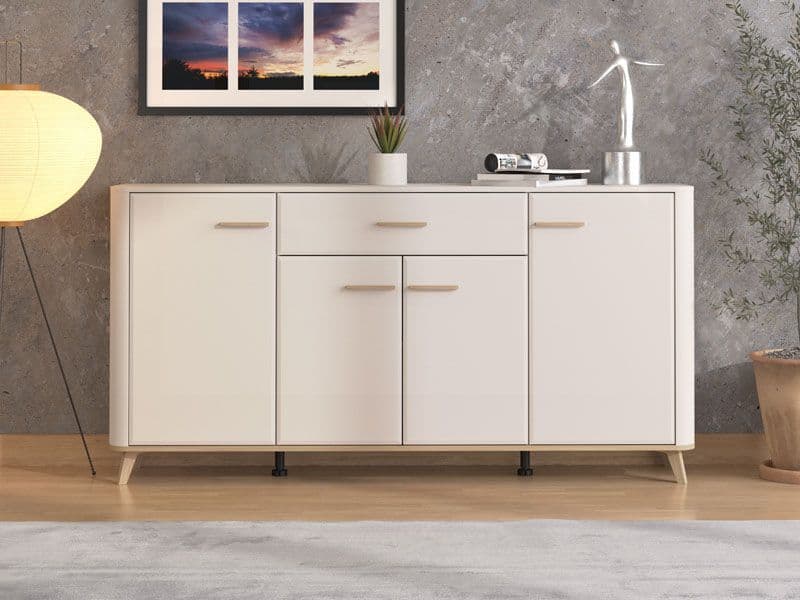 Darvaux Cashmere And Oak Effect Wide 180cm 4 Door Sideboard Storage Unit - 11014491
