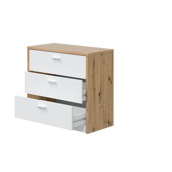 Diver Space Saving Chest of Drawer Desk in White and Oak-017849W