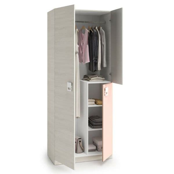 Dian White & Pink / Grey 3 Door Wardrobe - 0M7448Y