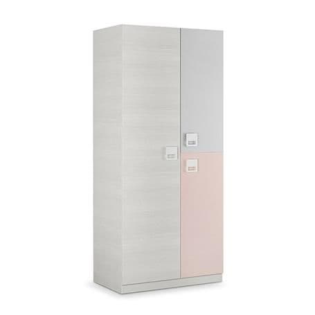 Dian White & Pink / Grey 3 Door Wardrobe - 0M7448Y