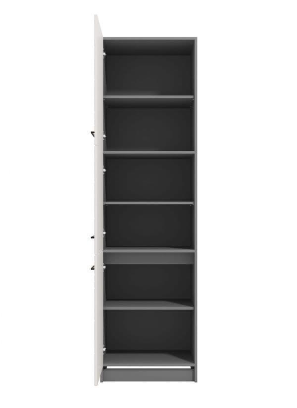 Porto White High Gloss And Grey 60cm Tall Kitchen Larder Unit Pantry Cupboard - 11012312