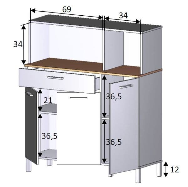 Alex Large White 3 Door Utility Room Kitchen Cupboard Sideboard- 0F9930A