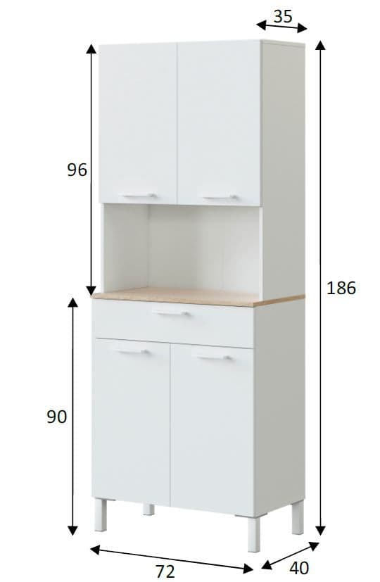 Alex Tall Utility Room Kitchen Pantry Cupboard with Microwave Storage Section- 0F9940A