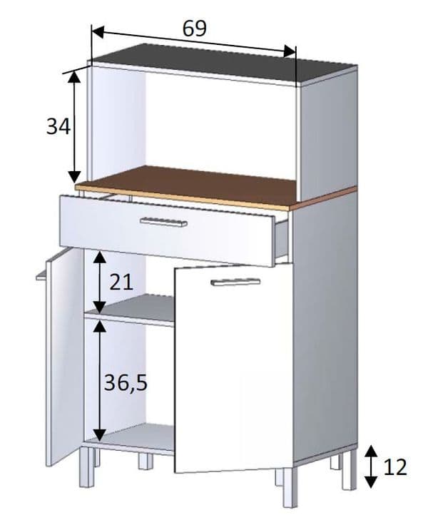 Alex White 2 Door Utility Room Kitchen Cupboard Sideboard- 0F9920A