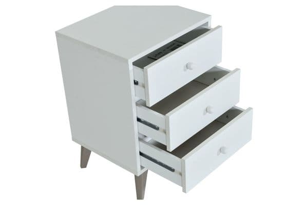 Jesse Artic White Bedside Cabinet Bedside Cupboard Nightstand- 007803A